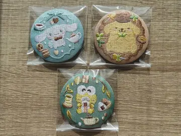 시나모롤 폼폼푸딩 케로케로케로피 자수 캔뱃지 3종 세트