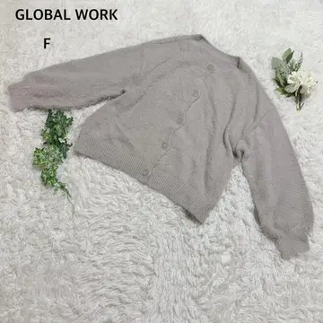 글로벌 워크 가디건 니트 긴팔 샤기 F