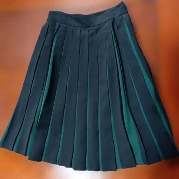 블랙과 그린 스트라이프 플리츠 스커트 사이즈 42