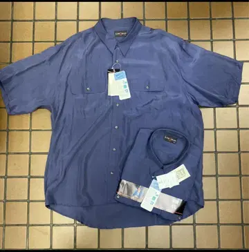 알랭 들롱 반팔 셔츠 4L 네이비 100% 실크