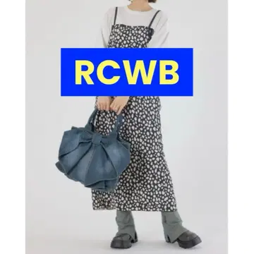 택 포함 새상품 로데오 크라운 리본 데님 토트 블루