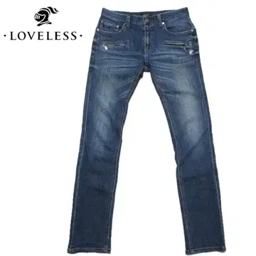 LOVELESS 스트레치 슬림핏 데님 라브레스 나이트 자수