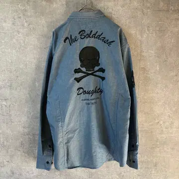 semantic design 샴브레이 셔츠 긴팔 스컬 자수 L 사이즈