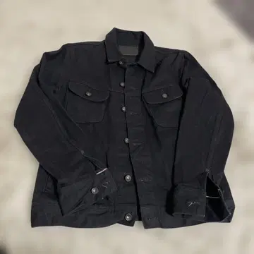 블랙 데님 자켓 버튼 포함 테일러 스티치