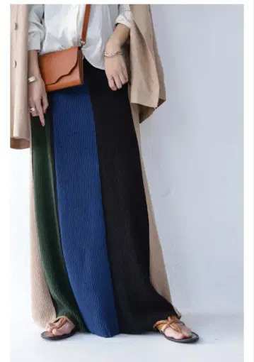 antiqua 턱 편직 니트 롱 스커트