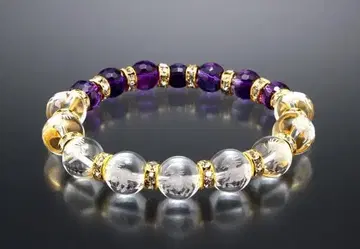 손 조각 마감 화이트 수정 자수정 행운의 말 팔찌