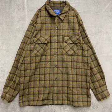 펜들턴 긴팔 셔츠 브라운 체크 울 포켓 가을/겨울 [ 6754 ]