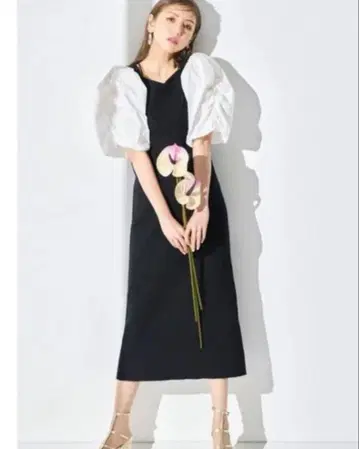 celford 셀포드 볼륨 소매 니트 원피스 타이트 리브 원피스