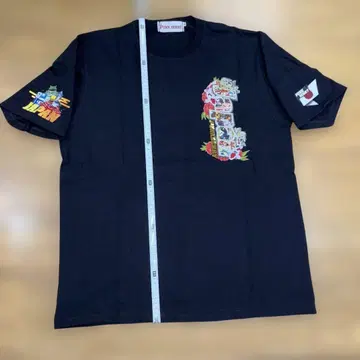 레어 T셔츠 일본 테마 프린트 T셔츠 블랙 XL