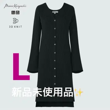 미사용 새상품 유니클로 마메쿠로구치 3D 리브 롱 가디건 L 블랙