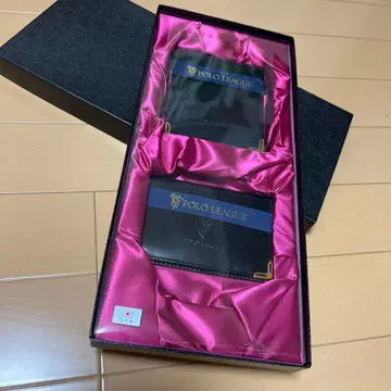 POLO LEAGUE 블랙 가죽 지갑과 명함지갑 세트 미개봉