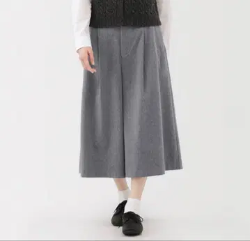 새상품 무인양품 가로 세로 스트레치 기모 크롭 팬츠 그레이