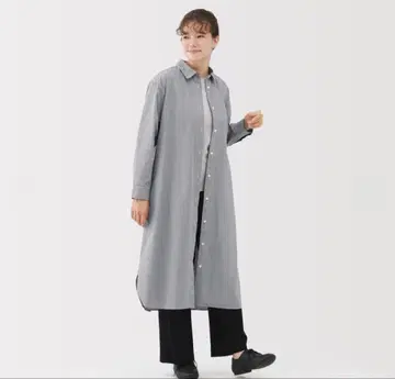 세탁 후 사용한 브로드 긴팔 셔츠 원피스 그레이 체크