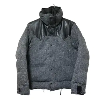 N-458 록키마운틴 가죽 요크 다운 자켓 38 트위드