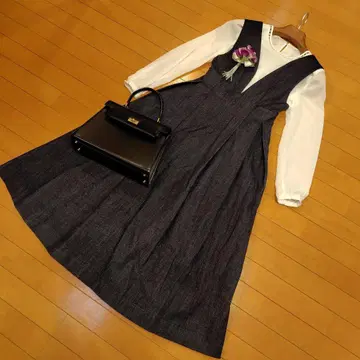 데님 슬리브리스 롱 원피스