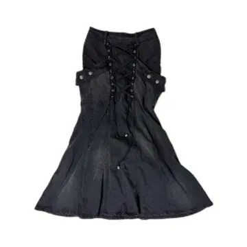 블랙 플레어 스커트 레이스업 고딕 펑크