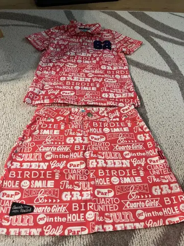 쿠알토 유나이티드 골프 상하의 세트 핑크 패턴