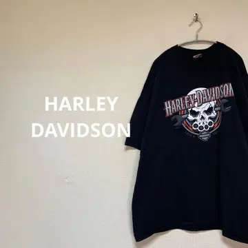 HARLEY DAVIDSON 블랙 스컬 T셔츠