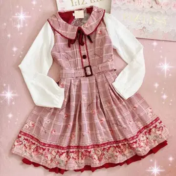 LIZLISA 글렌체크 로즈 원피스 보르도 택 포함 미개봉 새상품