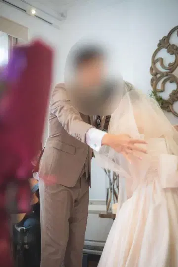 안테리베 웨딩 베일 연한 핑크