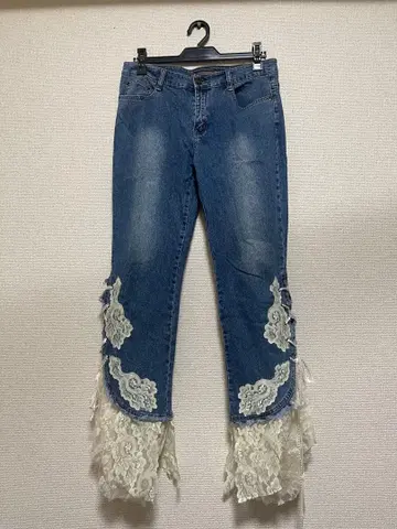 블루 데님 레이스 프릴