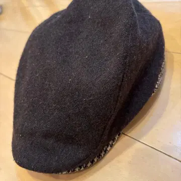 울 헌팅 모자 블랙 짙은 갈색 체크 무늬