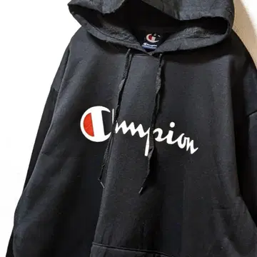 챔피온 Champion 로고 후드 맨투맨 블랙 L 구제 의류
