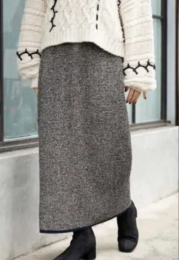니코앤드 믹스 리브 니트 스커트