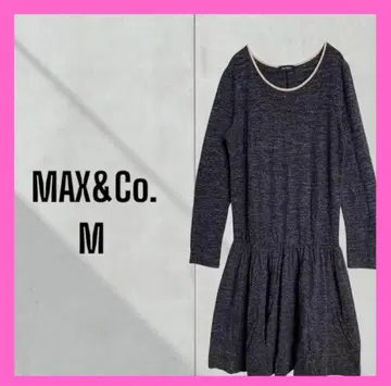 [MAX&CO] 긴팔 보트넥 허리밴딩 종아리 기장 원피스 U넥