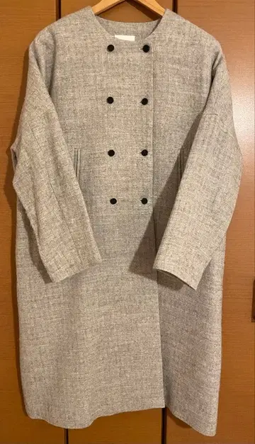 MAGALI 마가리 울 린넨 헤링본 더블 버튼 코트