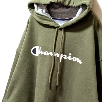 챔피온 Champion 로고 후드 맨투맨 그린 L 구제 의류