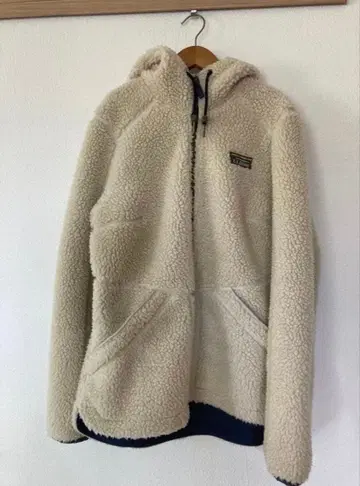 새상품급 L.L.Bean 보아 플리스 자켓 후드 부착 크림색