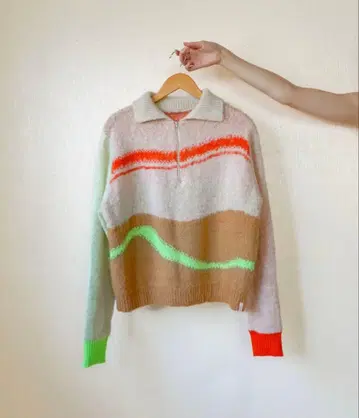 PAMM 광기의 니트 하프 지퍼 니트 가디건 불행한 베이지