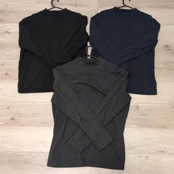 긴팔 티셔츠 3장 세트 (블랙, 그레이, 네이비)