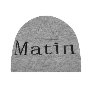 Matin kim 그레이 니트 모자 로고
