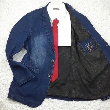 미사용 새상품 택 포함 카라쿠 데님 블레이저 자켓 다크 블루 다크 네이비