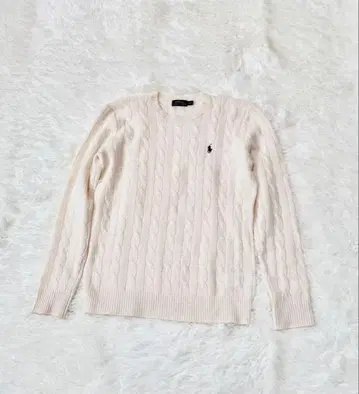 새상품급 폴로 랄프로렌 스웨터 케이블 화이트 포니 자수 캐시미어 혼방