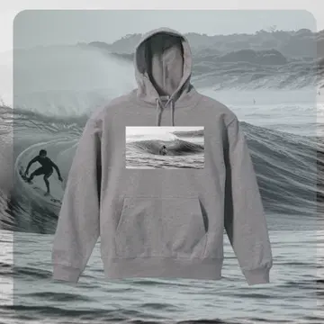 서퍼 파도타기 사진 후드티 믹스 그레이 XL
