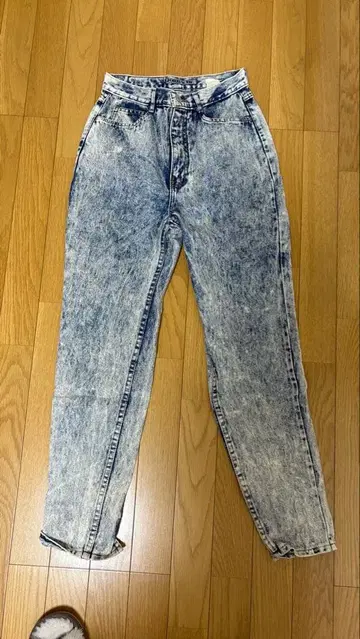 Johnbull 하이웨스트 데님 팬츠 케미컬 데님