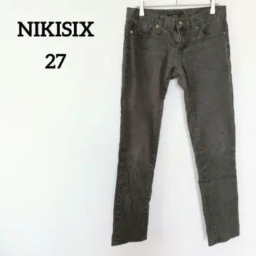 1점 NIKISIX [27] 스키니 데님 청바지 다크 그레이