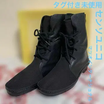 센소유니코 MIC project 캔버스 가죽 콤비 레이스업 부츠