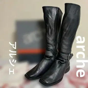 arche 블랙 그라데이션 가죽 롱 부츠 (프랑스)