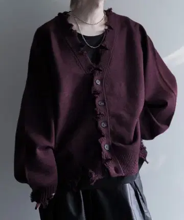 버건디 프릴 가디건