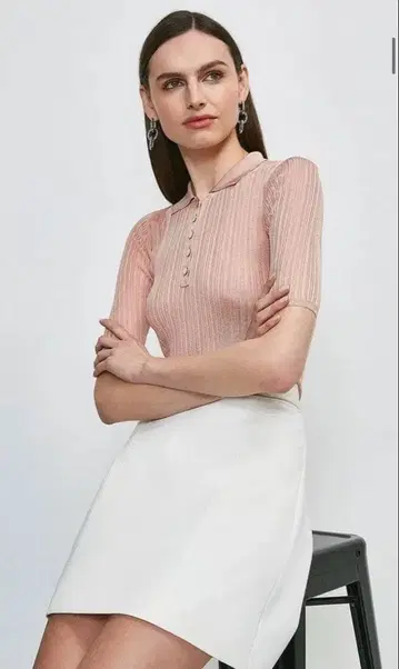 Karen Millen 리브 피케 셔츠