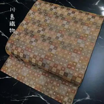 카와시마 직물 후쿠로 오비 이치마츠 만자 광택사 #1153