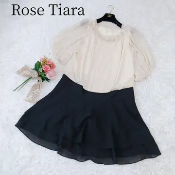 [ Rose Tiara 로즈 티아라 ] 도킹 원피스 플레어 꽃 투톤