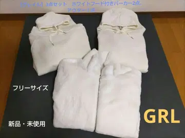 [그레일 새상품] 3세트 화이트 후드 부착 후드티 2점, 아우터 1점
