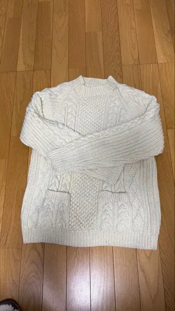 아이보리 피셔맨 니트 케이블 니트 스웨터