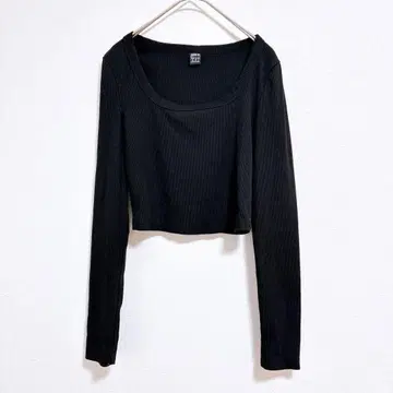 [ 쉬인 ] 긴팔 티셔츠 여성용 상의 숏 기장 블랙