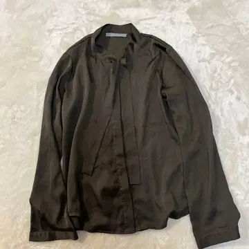 theory luxe 다크 브라운 리본 포함 셔츠 40 히든 버튼